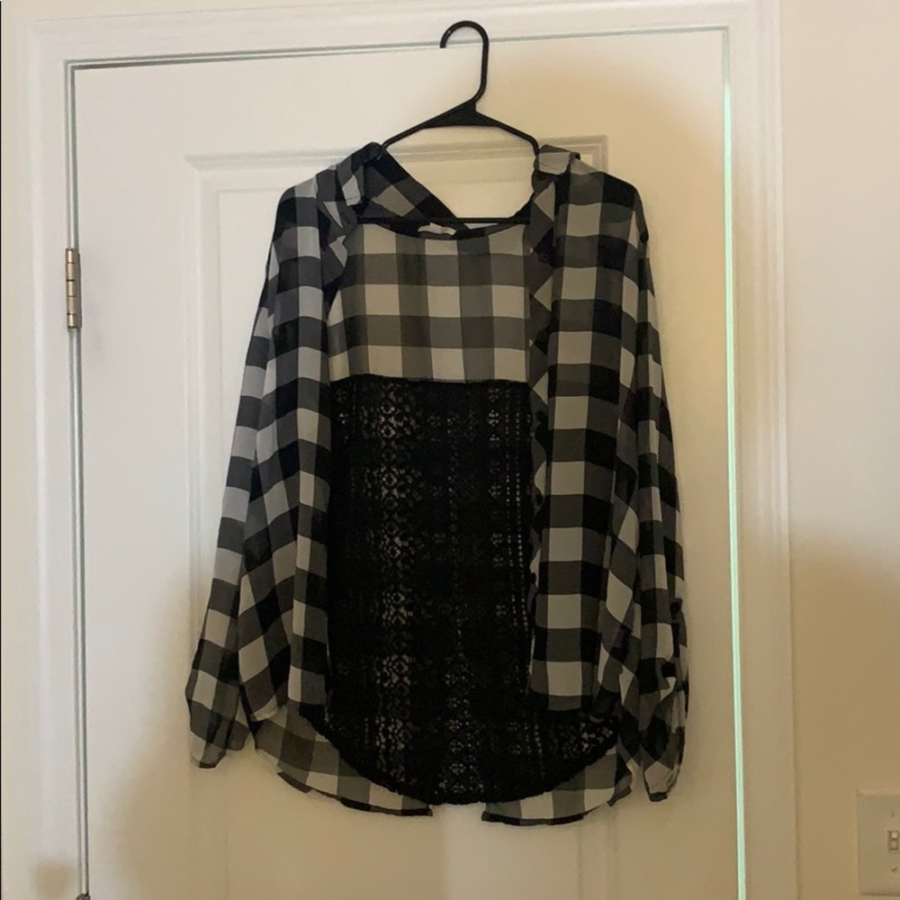 Flannel shirt with lace detailing